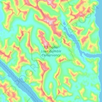 Carte topographique K'Mooda/Lowe-Gamble Conservancy, altitude, relief