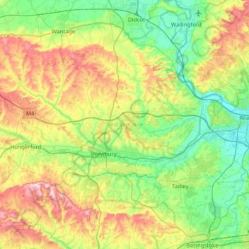 Carte topographique West Berkshire, altitude, relief