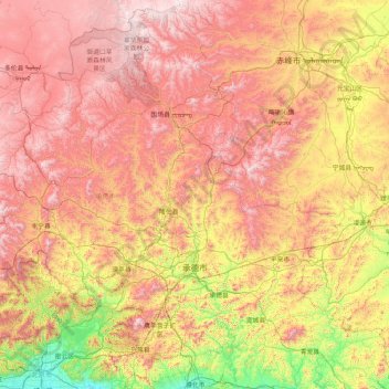 Carte topographique Chengde, altitude, relief