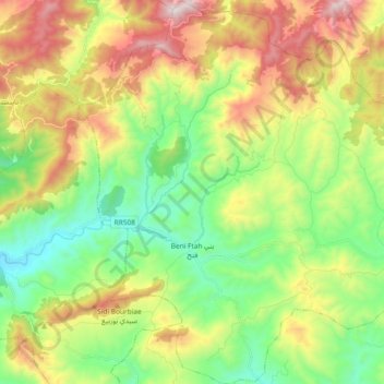 Carte topographique Beni Ftah, altitude, relief