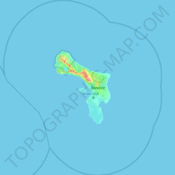 Carte topographique Bonaire, altitude, relief