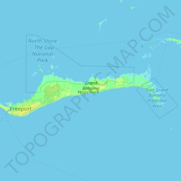 Carte topographique Grand Bahama, altitude, relief