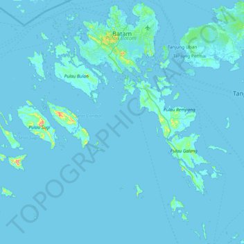 Carte topographique Batam, altitude, relief