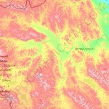 Carte topographique Ulaanhus, altitude, relief