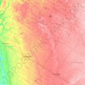 Carte topographique Huron East, altitude, relief