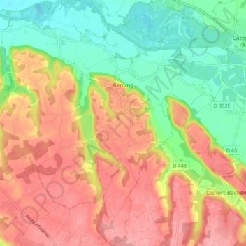 Carte topographique Renung, altitude, relief