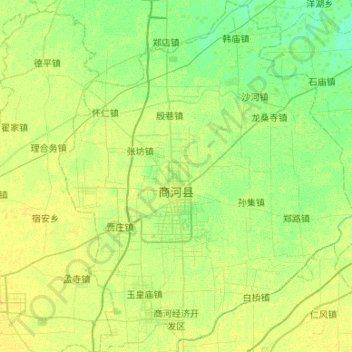 Carte topographique Shanghe, altitude, relief
