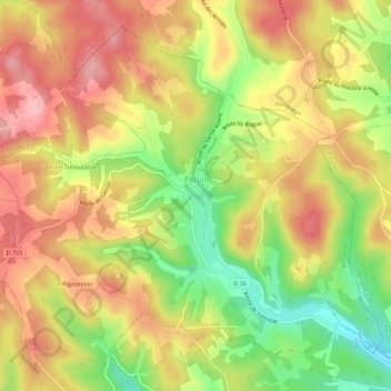 Carte topographique Pezuls, altitude, relief