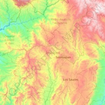Carte topographique Teloloapan, altitude, relief