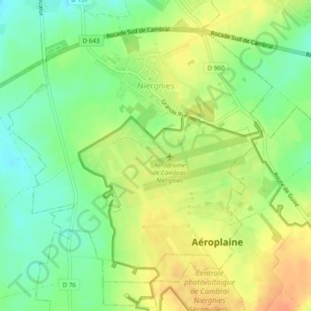 Carte topographique Niergnies, altitude, relief