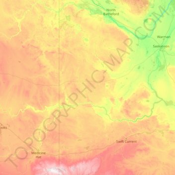 Carte topographique Little Pine 116, altitude, relief