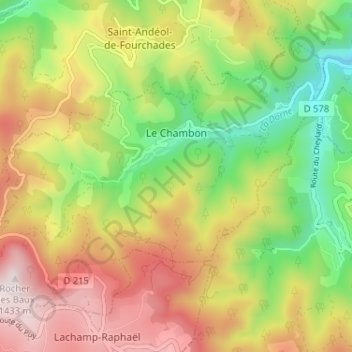 Carte topographique Le Chambon, altitude, relief