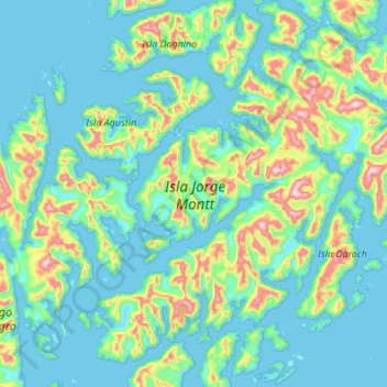 Carte topographique Isla Jorge Montt, altitude, relief