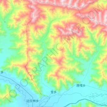 Carte topographique 雪乡, altitude, relief