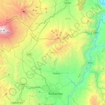 Carte topographique Guano, altitude, relief