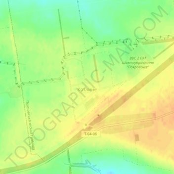 Carte topographique Kotlyne, altitude, relief