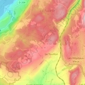 Carte topographique Touillon-et-Loutelet, altitude, relief