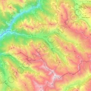Carte topographique Ceillac, altitude, relief