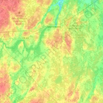 Carte topographique Merrickville-Wolford, altitude, relief