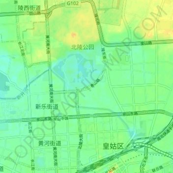 Carte topographique Shenyang City, altitude, relief