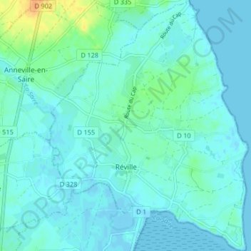 Carte topographique Réville, altitude, relief