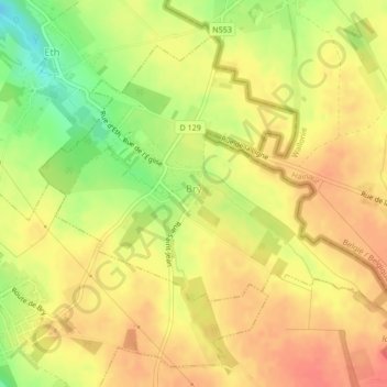 Carte topographique Bry, altitude, relief