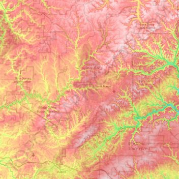 Carte topographique Elk County, altitude, relief