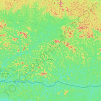 Carte topographique Oveng, altitude, relief