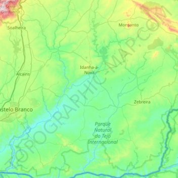 Carte topographique Idanha-a-Nova, altitude, relief
