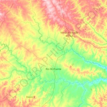 Carte topographique Rio Brilhante, altitude, relief