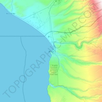 Carte topographique Arica, altitude, relief