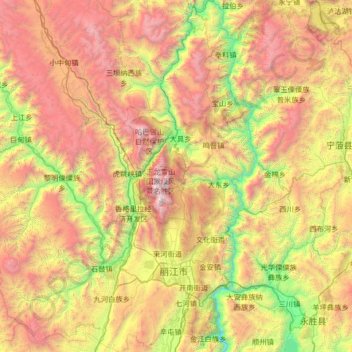 Carte topographique Yulong, altitude, relief