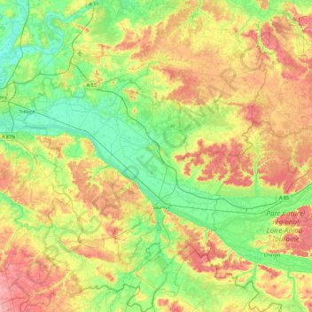 Carte topographique Saumur, altitude, relief