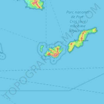 Carte topographique Parc national de Port-Cros (coeur terrestre et marin), altitude, relief