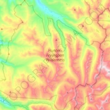 Carte topographique Hunter–Fryingpan Wilderness Area, altitude, relief