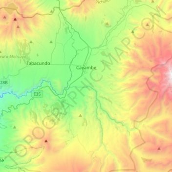 Carte topographique Cayambe, altitude, relief