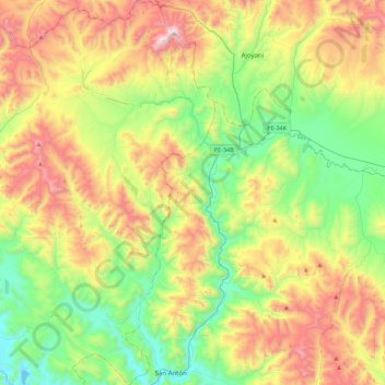 Carte topographique Antauta, altitude, relief