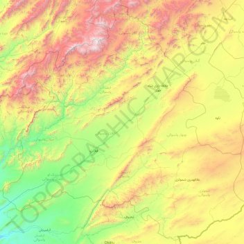 Carte topographique Zabol, altitude, relief