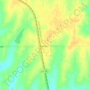 Carte topographique Huron, altitude, relief