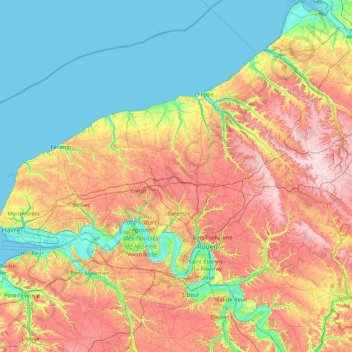 Carte topographique Seine-Maritime, altitude, relief