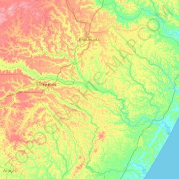 Carte topographique Esplanada, altitude, relief