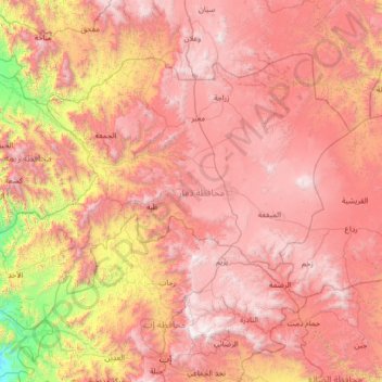 Carte topographique Gouvernorat de Dhamar, altitude, relief