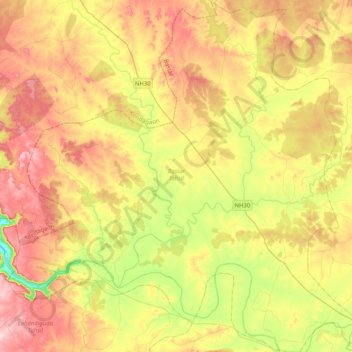 Carte topographique Bastar Tahsil, altitude, relief