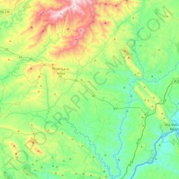Carte topographique Proença-a-Nova, altitude, relief