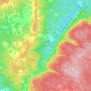 Carte topographique Big Brook, altitude, relief