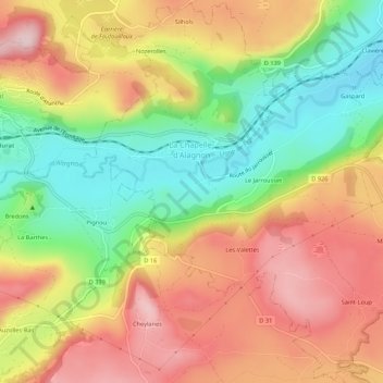 Carte topographique La Chapelle-d'Alagnon, altitude, relief