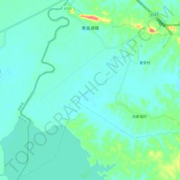 Carte topographique 黄盖湖镇, altitude, relief