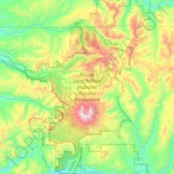 Carte topographique Mount Saint Helens National Volcanic Monument, altitude, relief