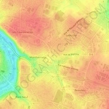 Carte topographique 86000, altitude, relief