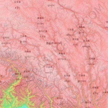 Carte topographique Chamdo, altitude, relief